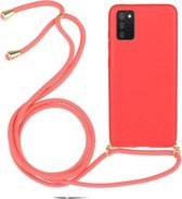 Voor Samsung Galaxy A02s Tarwestro-materiaal + TPU-beschermhoes met draagkoord (rood)