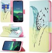 Voor Nokia 1.4 Gekleurde tekening patroon Horizontale flip lederen tas met houder & kaartsleuven & portemonnee (veer)
