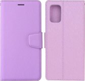 Voor Samsung Galaxy A51 Zijden Textuur Horizontale Flip Leren Case met Houder & Kaartsleuven & Portemonnee & Fotolijst (Paars)