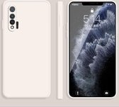 Voor Huawei nova 6 4G effen kleur imitatie vloeibare siliconen rechte rand valbestendige volledige dekking beschermhoes (wit)