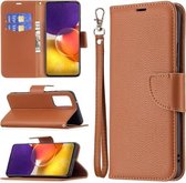 Voor Samsung Galaxy A82 5G Litchi Textuur Pure Kleur Horizontale Flip Lederen Case met Houder & Kaartsleuven & Portemonnee & Lanyard (Bruin)