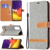 Voor Samsung Galaxy A82 5G Kleuraanpassing Denim Textuur Horizontale Flip Leren Case met Houder & Kaartsleuven & Portemonnee & Lanyard (Grijs)