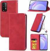 Voor Geschikt voor Xiaomi Redmi Note 9 4G Retro Skin Feel Business Magnetische Horizontale Flip Leren Case met Houder & Kaartsleuven & Portemonnee & Fotolijst (Rood)