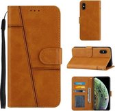 Stiksels Kalfsstructuur Gesp Horizontale Leren Flip Case met Houder & Kaartsleuven & Portemonnee & Lanyard Voor iPhone XS / X (Geel)