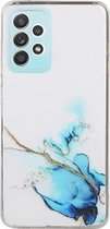 Voor Samsung Galaxy A32 5G hol marmerpatroon TPU nauwkeurig gat beschermhoes (blauw)