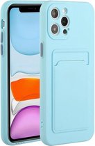 Card Slot Design Shockproof TPU beschermhoes voor iPhone 12 Pro (hemelsblauw)