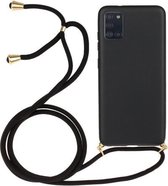 Voor Samsung Galaxy A31 Tarwestro Materiaal + TPU Beschermhoes met Lanyard (Zwart)
