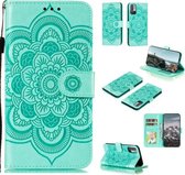 Voor Geschikt voor Xiaomi Redmi Note 10 5G Mandala Embossing Patroon Horizontale Flip PU Leather Case met Houder & Kaartsleuven & Walle & Lanyard (Groen)