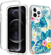 2-in-1 hoog transparant geverfd schokbestendig pc + TPU beschermhoes voor iPhone 12 Pro Max (bananenblad)