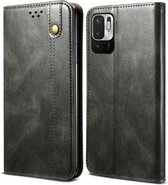 Voor Xiaomi Redmi Note10 5G Simple Wax Crazy Horse Texture Horizontale flip lederen tas met kaartsleuven en portemonnee (donkergroen)