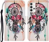 Voor Samsung Galaxy A32 4G Gekleurde Tekening Patroon Horizontale Flip PU Lederen Case met Houder & Kaartsleuven & Portemonnee & Lanyard (Windgong)