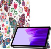 Voor Samsung Galaxy A7 Lite T730 Gekleurde Tekening Patroon Horizontale Flip Leren Case met Drie-vouwen Houder (Kleur Vlinder)