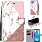 Voor OPPO F17 Pro / A93 4G / Reno4 Lite / Reno4 F Gekleurde tekening Cross Texture Horizontale Flip PU lederen tas met houder & kaartsleuven & portemonnee & lanyard (Pink Stone Texture)