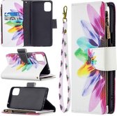 Voor LG K42 Gekleurde Tekening Patroon Rits Horizontale Flip Leren Case met Houder & Kaartsleuven & Portemonnee (Zonnebloem)