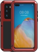 Voor Huawei P40 LOVE MEI metalen schokbestendige waterdichte stofdichte beschermhoes (rood)