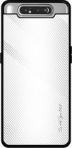 Voor Galaxy A80 / A90 Texture Gradient Glass beschermhoes (wit)