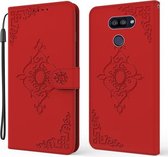 Voor LG K40S Reliëf Fortune Bloem Patroon Horizontale Flip Leren Case met Houder & Kaartsleuf & Portemonnee & Lanyard (Rood)