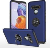 Voor LG Stylo 6 PC + TPU schokbestendige magnetische beschermhoes met onzichtbare ringhouder (blauw)