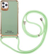 Galvaniserende TPU vierhoekige schokbestendige beschermhoes met lanyard voor iPhone 11 (groen)