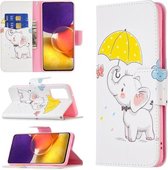 Voor Samsung Galaxy A82 5G Gekleurde Tekening Horizontale Flip Lederen Case met Houder & Kaartsleuven & Portemonnee (Olifant onder de Paraplu)