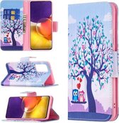 Voor Samsung Galaxy A82 5G Gekleurde Tekening Horizontale Flip Lederen Case met Houder & Kaartsleuven & Portemonnee (Twee Uilen)