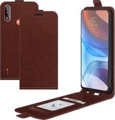 Voor Motorola Moto E7 Power R64 Textuur Enkele Verticale Flip Lederen Beschermhoes met Kaartsleuven & Fotolijst (Bruin)