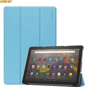 ENKAY PU-leer + plastic smartcase met drievoudige houder voor Amazon Fire HD 10/10 Plus (2021) (lichtblauw)