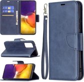 Voor Samsung Galaxy A82 5G Retro Lambskin Texture Pure Color Horizontale Flip PU Leather Case met Houder & Kaartsleuven & Portemonnee & Lanyard (Blauw)