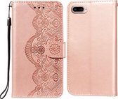 Flower Vine Embossing Pattern Horizontale Flip Leather Case met Card Slot & Holder & Wallet & Lanyard Voor iPhone 8 Plus & 7 Plus (Rose Gold)