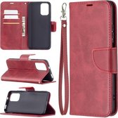 Voor Xiaomi Redmi Note 10 4G / Note 10S Retro Lambskin Texture Pure Color Horizontale Flip PU lederen tas met houder & kaartsleuven & portemonnee & lanyard (rood)