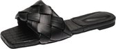 Dames platte bovenkleding pantoffels Mode geweven sandalen, maat: 37 (zwart)