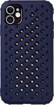 Candy Color Mesh-warmteafvoer TPU-beschermhoes voor iPhone 11 (donkerblauw)
