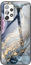 Voor Samsung Galaxy A52 5G / 4G abstract marmer patroon glas beschermhoes (abstract goud)