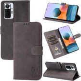 Voor Xiaomi Redmi Note 10 Pro reliëf Happy Cat patroon horizontale flip lederen tas met houder & kaartsleuven & portemonnee (grijs)