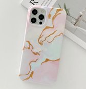 Golden Powder Dream Color Marble Pattern TPU beschermhoes voor iPhone 12/12 Pro (kleurrijk)