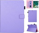 Haar zijdeachtige textuur effen kleur horizontale flip lederen tas met houder & kaartsleuven & fotolijst & antislipstrip voor iPad 9.7 2018/2017 (paars)