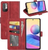 Voor Geschikt voor Xiaomi Redmi Note 10 5G Dual-side magnetische gesp Horizontale flip lederen tas met houder & kaartsleuven & portemonnee (rood)