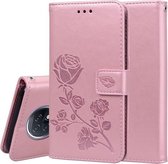 Voor Geschikt voor Xiaomi Redmi Note 9T 5G Rose Reliëf Horizontale Flip PU Leather Case met Houder & Kaartsleuven & Portemonnee (Rose Goud)