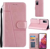 Voor Samsung Galaxy A52 5G Stiksels Kalf Textuur Gesp Horizontale Flip Lederen Case met Houder & Kaartsleuven & Portemonnee & Lanyard (Rose Goud)