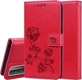 Voor Huawei Honor 10X Lite Rose reliëf horizontale flip PU lederen tas met houder & kaartsleuven & portemonnee (rood)