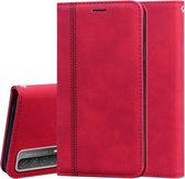 Voor Huawei P smart 2021 Frosted Business Magnetische horizontale Flip PU lederen tas met houder & kaartsleuf & lanyard (rood)