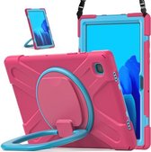 Voor Samsung Galaxy Tab A7 10.4 (2020) T500 / T505 Siliconen + PC Beschermhoes met Houder & Schouderriem (Rose rood + Blauw)