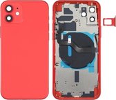Batterij-achterklep (met toetsen aan de zijkant & kaartlade & voeding + volumeflexkabel & draadloze oplaadmodule) voor iPhone 12 (rood)