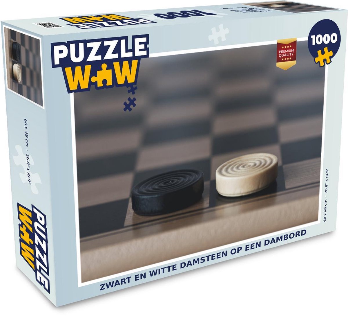 Afbeelding van product Puzzel 1000 stukjes volwassenen Dammen 1000 stukjes - Zwart en witte damsteen op een dambord - PuzzleWow heeft +100000 puzzels