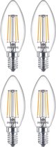 4 pièces Philips LED lampe à bougie E14 4.3W 2700K clair Non dimmable