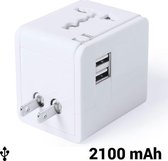 Universal Travel Plug With 2 Usb Ports - International Travel Adapter For 150+ Countries - England Uk - America Usa - Australia - Asia - South America - Africa - World Plug - Charger - White
