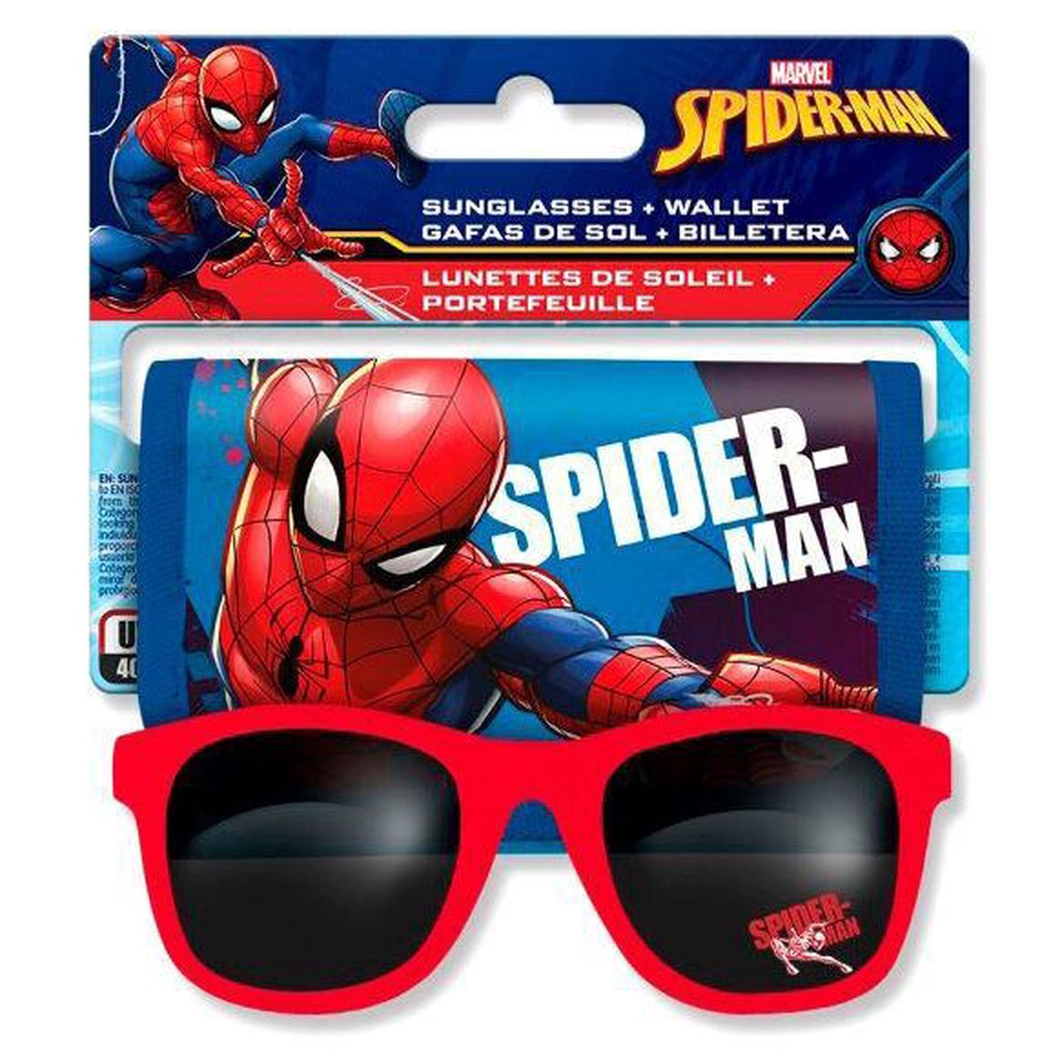 Portefeuille Marvel avec lunettes de soleil Spider man Garçons 2 pièces