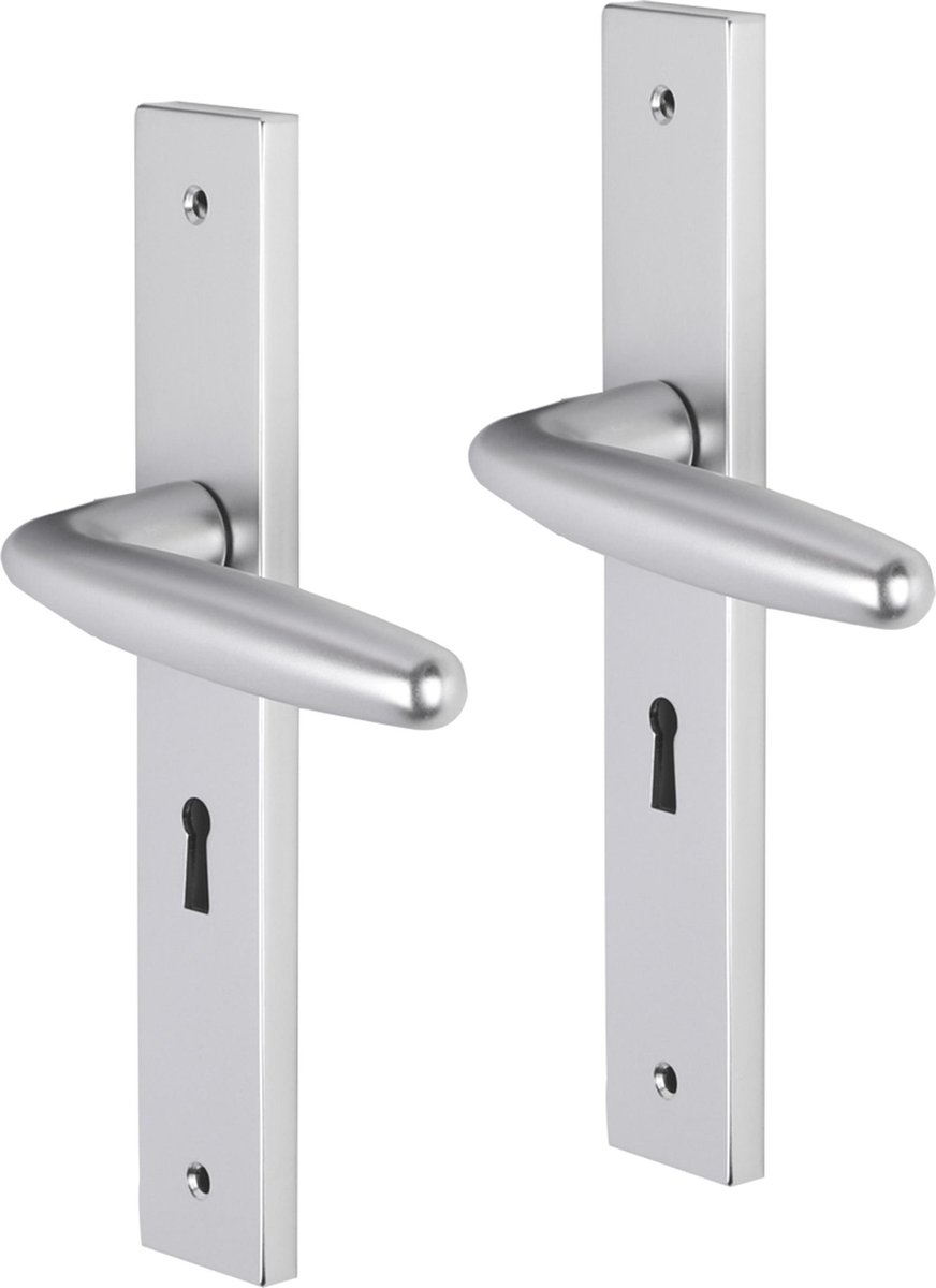 Deurkruk - Impresso Cambridge - Voor binnen - Vierkant deurschild met schroeven en sleutelgat - Aluminium - 2 stuks