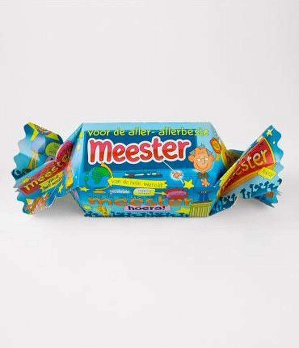 Snoeptoffee - Voor de allerbeste meester - Gevuld met luxe verpakte toffees - In cadeauverpakking met gekleurd lint