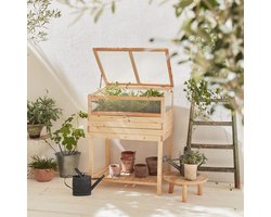 sweeek - Houten moestuinbak met kap op poten - erable